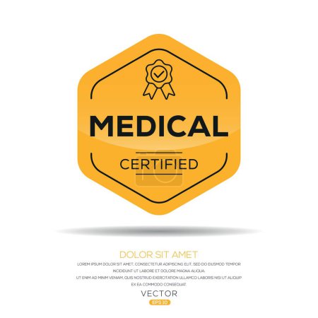 Insignia médica certificada, ilustración vectorial.