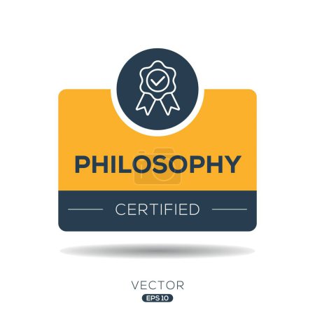 Filosofía Insignia certificada, ilustración vectorial.