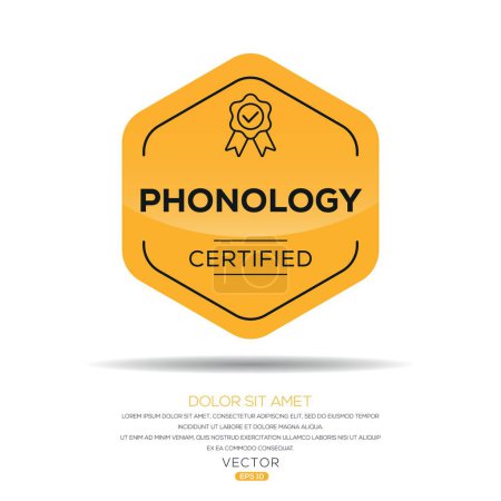 Fonología Insignia certificada, ilustración vectorial.