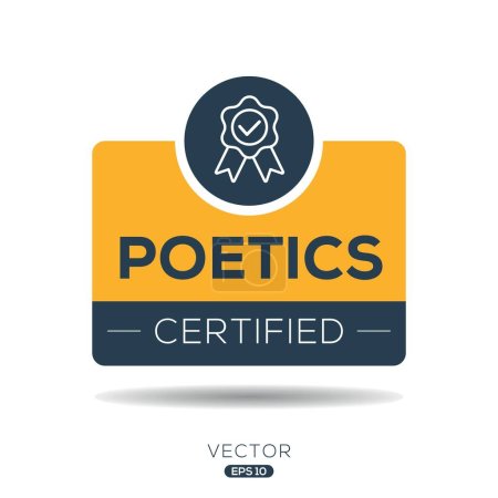 Poetics Certified badge, vector illustration.