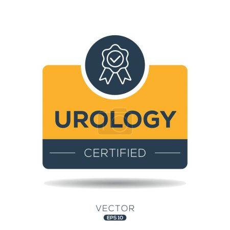 Urología Insignia certificada, ilustración vectorial.