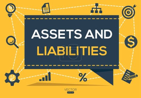 Assets and liabilities Banner Design with Icons, Vector illustration.