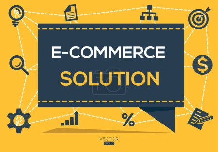 E-commerce solution Banner Design with Icons, Vector illustration.