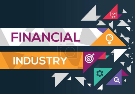 Financial industry Banner Design with Icons, Vector illustration.