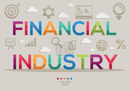 Financial industry Banner Design with Icons, Vector illustration.