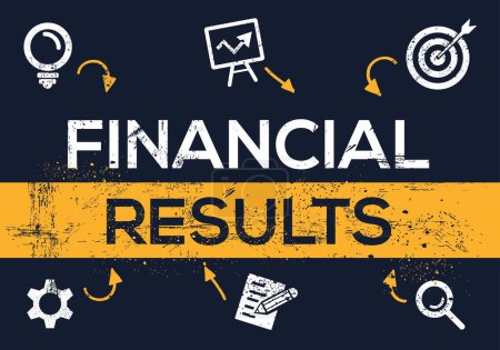 Financial results Banner Design with Icons, Vector illustration.