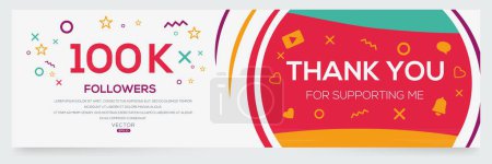 Creative Thank you (100k, 100000) followers celebration template design for social network and follower, Vector illustration.