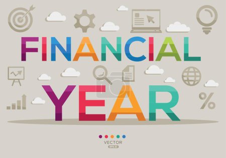 Financial year Banner Design with Icons, Vector illustration.