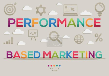 Performance based marketing Banner Design with Icons, Vector illustration.