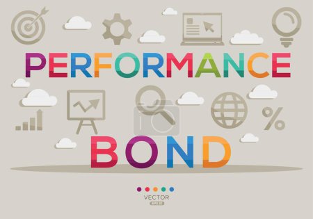Performance Bond Banner Design mit Symbolen, Vektorillustration.