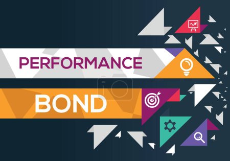 Performance Bond Banner Design mit Symbolen, Vektorillustration.