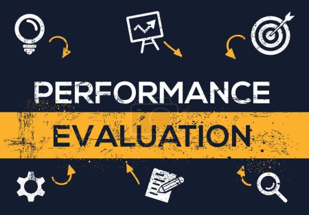 Performance evaluation Banner Design with Icons, Vector illustration.