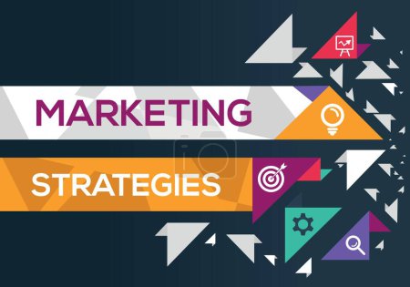 Illustration for Marketing strategies Banner Design with Icons, Vector illustration. - Royalty Free Image