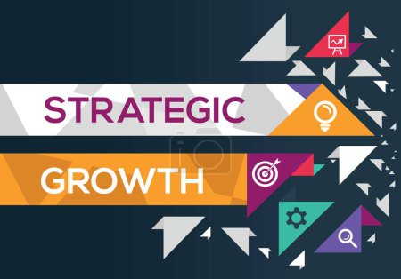 Strategisches Wachstum Banner-Design mit Symbolen, Vektorillustration.