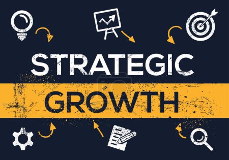 Strategisches Wachstum Banner-Design mit Symbolen, Vektorillustration.
