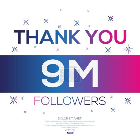 Merci (9Million, 9000000) modèles de célébration d'adeptes pour les réseaux sociaux et les adeptes, illustration vectorielle.