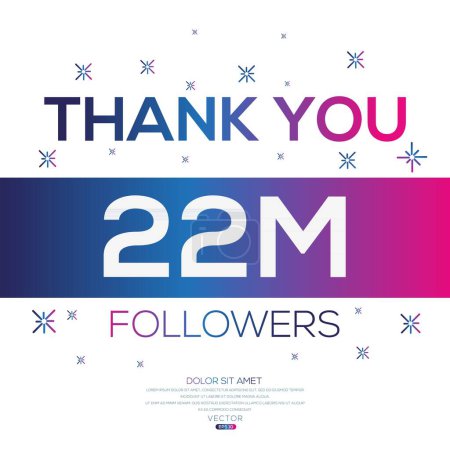 Danke (22Million, 22000000) Anhänger Feier Vorlage Design für soziales Netzwerk und Follower, Vector Illustration.
