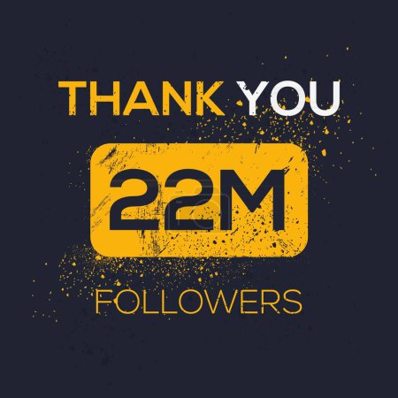 Danke (22Million, 22000000) Anhänger Feier Vorlage Design für soziales Netzwerk und Follower, Vector Illustration.