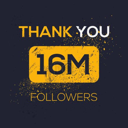 Danke (16Million, 16000000) Anhänger Feier Vorlage Design für soziales Netzwerk und Follower, Vector Illustration.