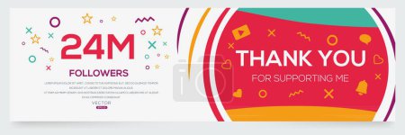 Thank you (24Million, 24000000) followers celebration template design for social network and follower ,Vector illustration.
