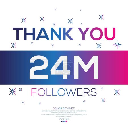 Danke (24Million, 24000000) Anhänger Feier Vorlage Design für soziales Netzwerk und Follower, Vector Illustration.