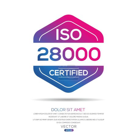(ISO 28000) Standard-Qualitätssymbol, Vektorabbildung.