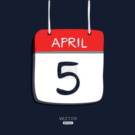 Illustration for Creative calendar page with single day (5 April), Vector illustration. - Royalty Free Image