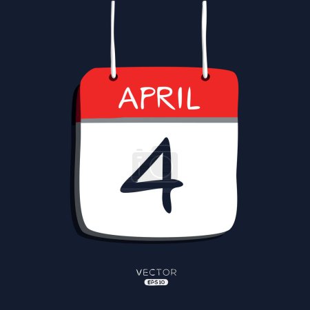 Página del calendario creativo con un solo día (4 de abril), ilustración vectorial.