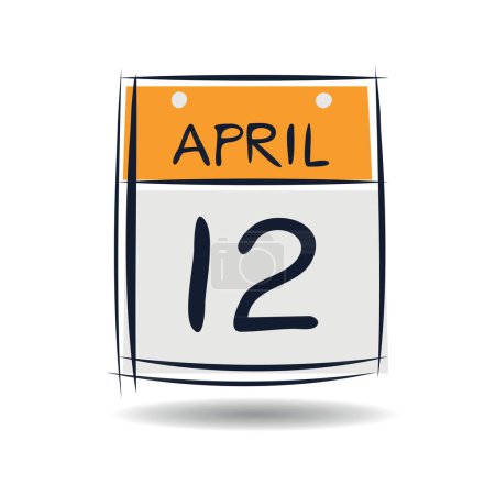 Page de calendrier créatif avec un seul jour (12 avril), illustration vectorielle.