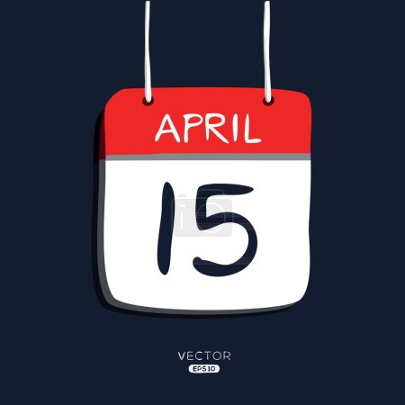 Creative calendar page with single day (15 April), Vector illustration.