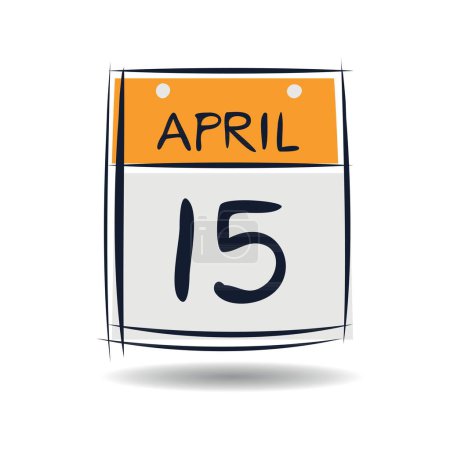 Creative calendar page with single day (15 April), Vector illustration.