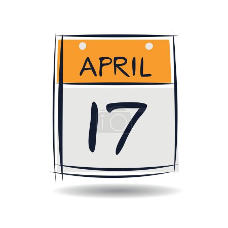 Creative calendar page with single day (17 April), Vector illustration.
