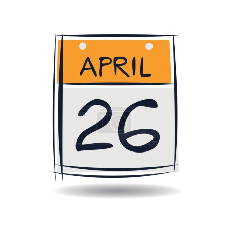 Creative calendar page with single day (26 April), Vector illustration.