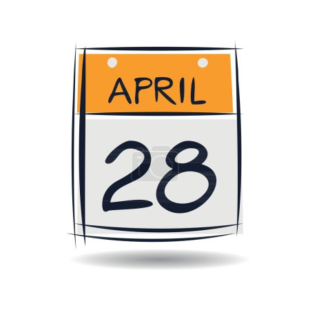 Téléchargez les illustrations : Page de calendrier créatif avec un seul jour (28 avril), illustration vectorielle. - en licence libre de droit