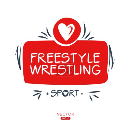 Téléchargez les illustrations : Sticker Lutte Freestyle Sport Design. - en licence libre de droit