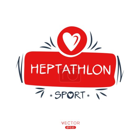 Ilustración de Etiqueta engomada Heptathlon Sport Diseño. - Imagen libre de derechos
