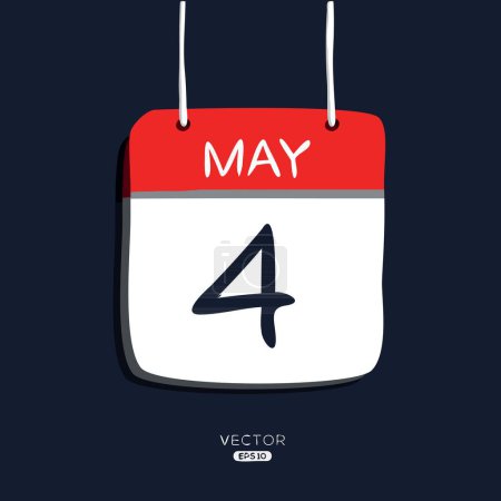 Page de calendrier créatif avec un seul jour (4 mai), illustration vectorielle.