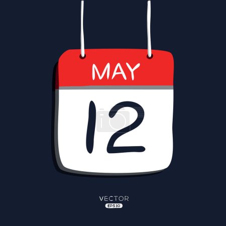 Creative calendar page with single day (12 May), Vector illustration.