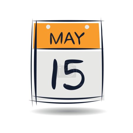 Page de calendrier créatif avec un seul jour (15 mai), illustration vectorielle.