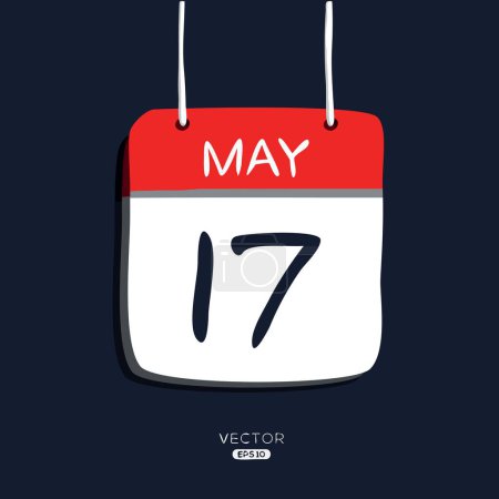 Página del calendario creativo con un solo día (17 de mayo), ilustración vectorial.