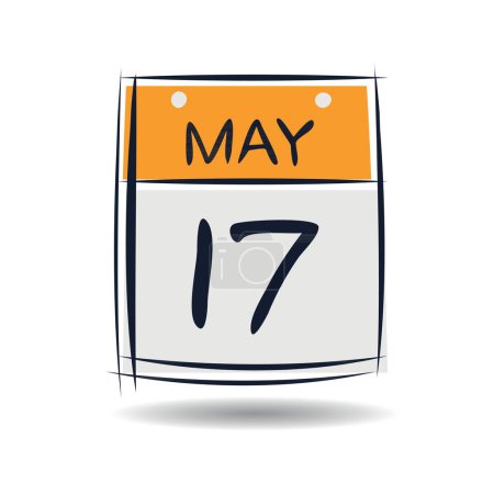 Creative calendar page with single day (17 May), Vector illustration.