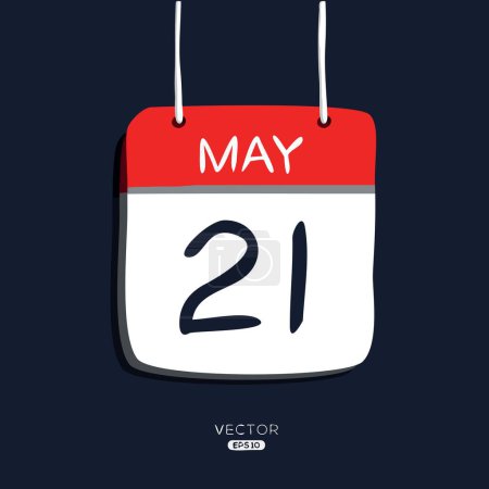 Creative calendar page with single day (21 May), Vector illustration.