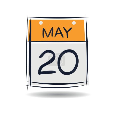 Creative calendar page with single day (20 May), Vector illustration.
