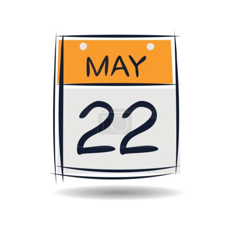 Page de calendrier créatif avec un seul jour (22 mai), illustration vectorielle.