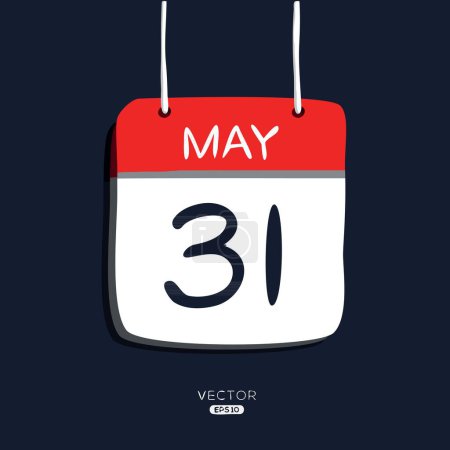 Kreatives Kalenderblatt mit einem einzigen Tag (31. Mai), Vektorillustration.