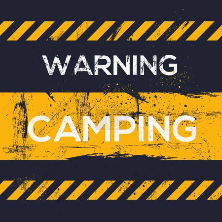 (Camping) Signo de advertencia, ilustración vectorial.