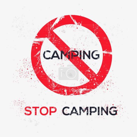 (Camping) Panneau d'avertissement, illustration vectorielle.