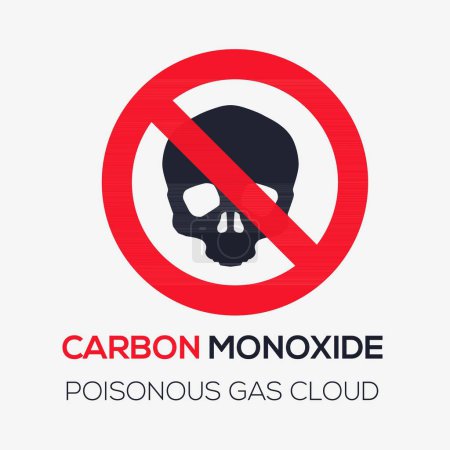 Téléchargez les illustrations : (Monoxyde de carbone) Panneau d'avertissement, illustration vectorielle. - en licence libre de droit
