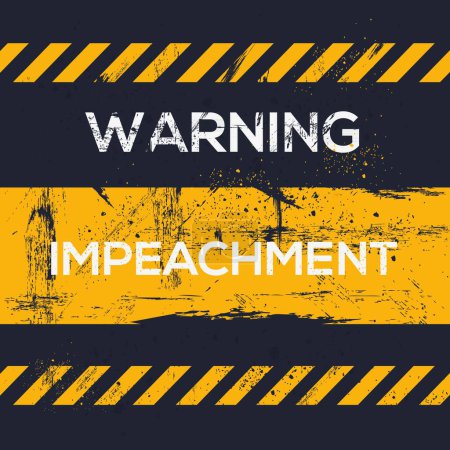 (Impeachment) Signo de advertencia, ilustración vectorial.