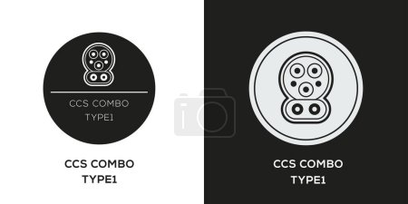 Illustration for CCs COMBO TYPE1 (Combined Charging System) Icon, Vector sign. - Royalty Free Image